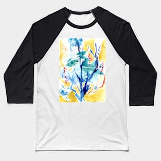 Abstract Creek Tree Watercolor Baseball T-Shirt